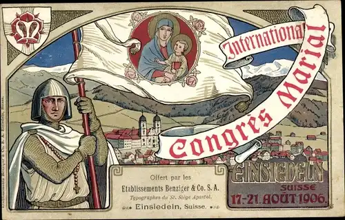 Litho Einsiedeln Kanton Schwyz Schweiz, Congres Marial International 1906