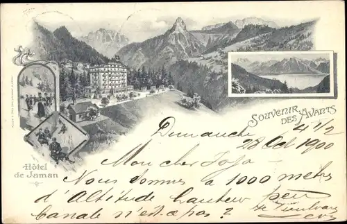 Litho Les Avants Montreux Kanton Waadt, Hotel de Jaman, Bergpanorama