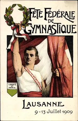 Künstler Ak Lausanne Kanton Waadt, Fete Federale de Gymnastique 1909