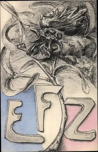 Ak EFZ, Hahn, Misteln, Propaganda Frankreich