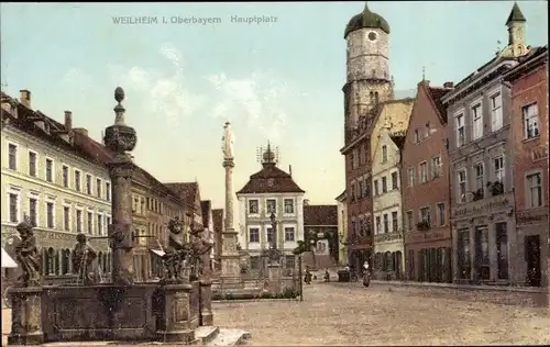 Ak Weilheim Oberbayern, Hauptplatz