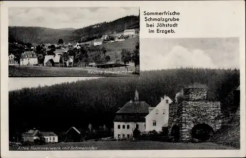 Ak Schmalzgrube Jöhstadt im Erzgebirge Sachsen, Schwimmbad, Hammerwerk