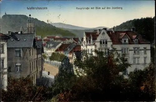 Ak Waltershausen in Thüringen, Hauptstraße mit Blick auf den Inselberg