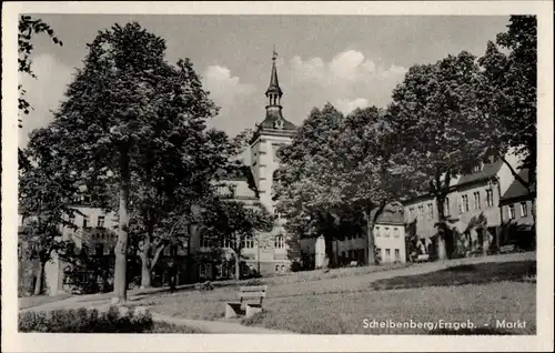 Ak Scheibenberg im Erzgebirge, Markt, Rathaus