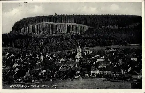 Ak Scheibenberg im Erzgebirge, Stadt und Berg