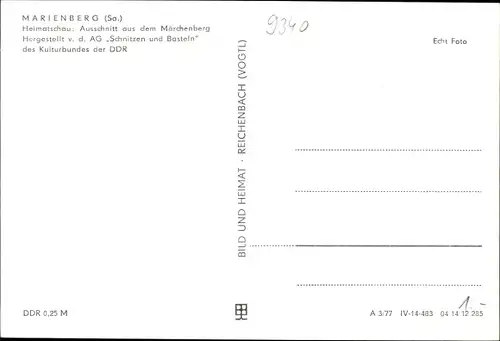 Ak Marienberg im Erzgebirge Sachsen, Heimatschau: Ausschnitt aus dem Märchenberg