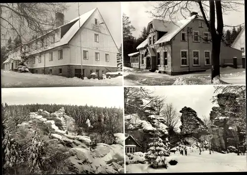 Ak Geyer im Erzgebirge Sachsen, Betriebsferienheim Waldschänke, Winteransichten