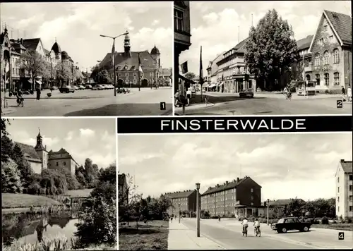 Ak Finsterwalde in Brandenburg, Am Markt, Thälmannstraße, Postamt, Schloss, Otto Nuschke Straße