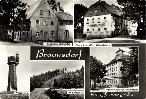 Ak Bräunsdorf Oberschöna Sachsen, Ferienheim Striegistal, Wasserturm, Martin Andersen Nexö Heim