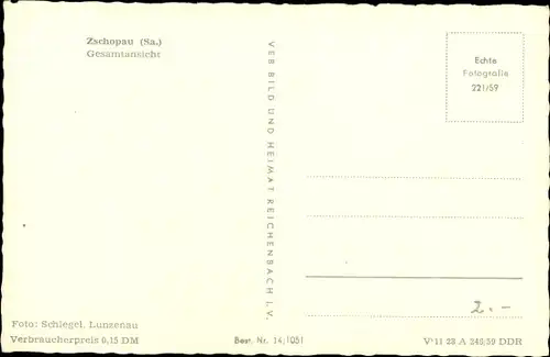 Ak Zschopau im Erzgebirge Sachsen, Gesamtansicht