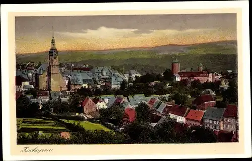 Ak Zschopau im Erzgebirge Sachsen, Panorama mit Kirche