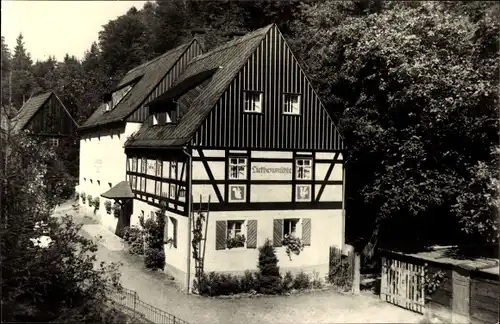 Ak Kleinhennersdorf Gohrisch in Sachsen, Waldidyll Liethenmühle, Gastwirtschaft