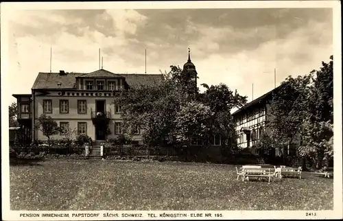 Ak Papstdorf Gohrisch in Sachsen, Pension Immenheim