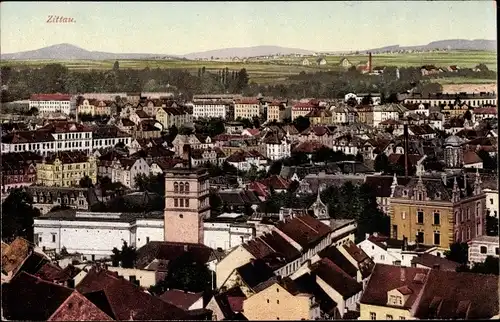 Ak Zittau in Sachsen, Blick über die Dächer