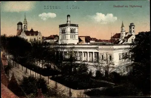 Ak Zittau in der Oberlausitz, Stadtbad am Töpferberg