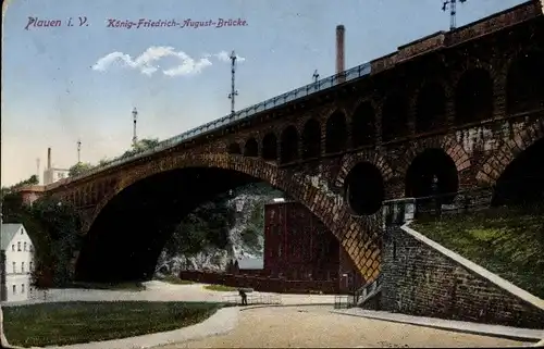 Ak Plauen im Vogtland, König Friedrich August Brücke