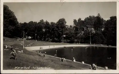 Foto Ak Warmbad Wolkenstein im Erzgebirge, Freibad, Badegäste