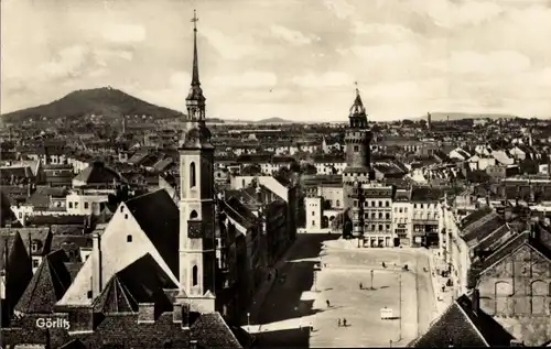 Ak Görlitz in der Lausitz, Stadtansicht mit Leninplatz und Landeskrone