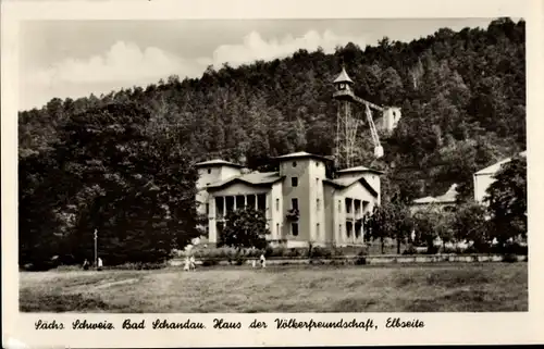 Ak Bad Schandau Sächsische Schweiz, Haus der Völkerfreundschaft, Elbseite