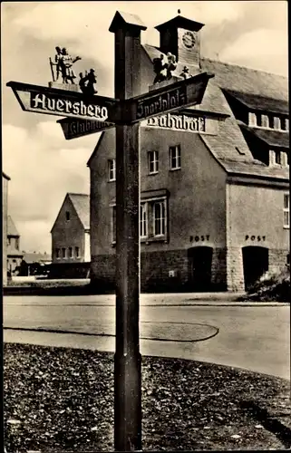 Ak Neustadt Johanngeorgenstadt Erzgebirge, Wegweiser an der Eibenstocker Straße