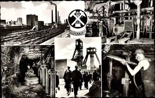 Ak Essen Ruhrgebiet, Ruhrzeche, Bergbau, Minen, Bergleute unter Tage, Glück auf