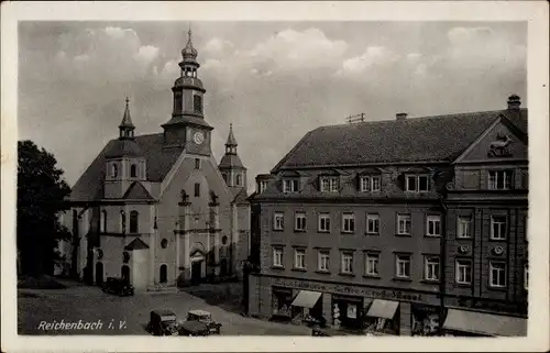 Ak Reichenbach im Vogtland, Geschäfte, Kirche