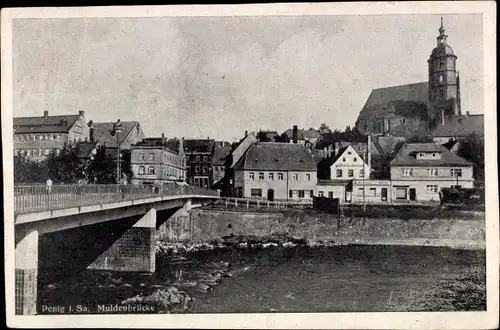 Ak Penig in Sachsen, Muldenbrücke, Kirche