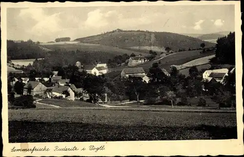 Ak Ruderitz Burgstein Weischlitz im Vogtland, Blick zum Ort