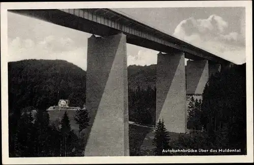 Ak Siebenlehn Großschirma in Sachsen, Autobahnbrücke Muldental