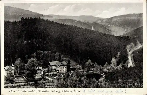 Ak Waldbärenburg Bärenburg Altenberg im Erzgebirge, Hotel Schäfermühle mit Umgebung