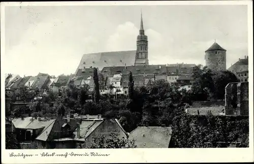 Ak Bautzen, Blick nach Dom und Ruine, Kirchturm und Burg