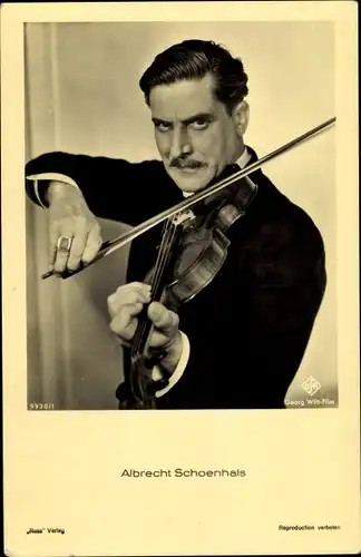 Ak Schauspieler Albrecht Schoenhals, Portrait, Violine, Ross Verlag 9930/1