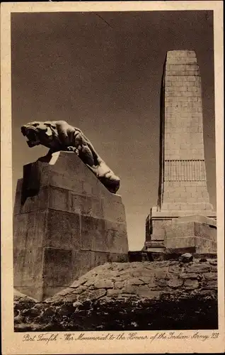 Ak Port Tewfik Suez Port Ägypten, Monument to the Honour of ther Indian Army 231