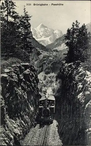 Ak Brünig Meiringen Kt. Bern Schweiz, Brünigbahn, Passhöhe
