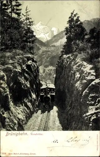 Ak Brünigbahn, Passhöhe, Zahnradbahn