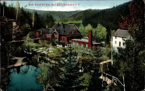 Ak Netzschkau im Vogtland, Bad Rosenthal, Blick auf Ortschaft und Umgebung