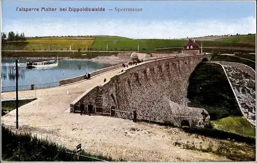 Ak Malter Dippoldiswalde im Osterzgebirge, Blick auf die Talsperre, Sperrmauer