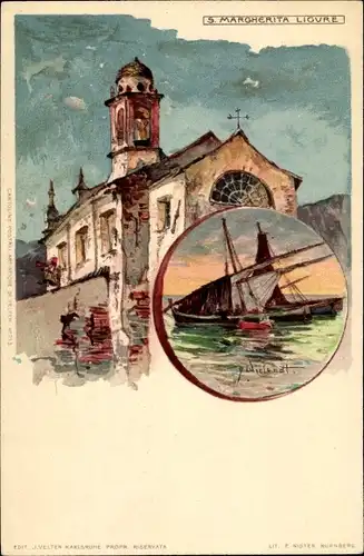 Künstler Litho Wielandt, Manuel, Santa Margherita Liguria, Kirche, Boote