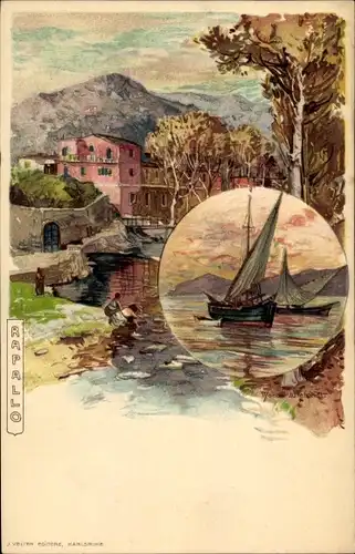 Künstler Ak Wielandt, Manuel, Rapallo Liguria, Partie am Wasser, Segelboote