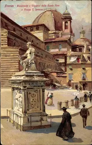 Ak Firenze Florenz Toscana, Monumento a Giovanni dalle Bande Nere, Piazza S. Lorenzo