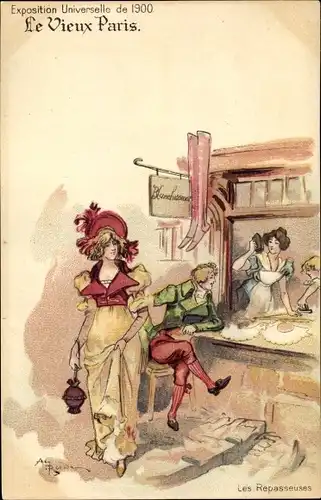 Künstler Litho Robida, A., Paris, Exposition Universelle de 1900, Les Rapasseuses