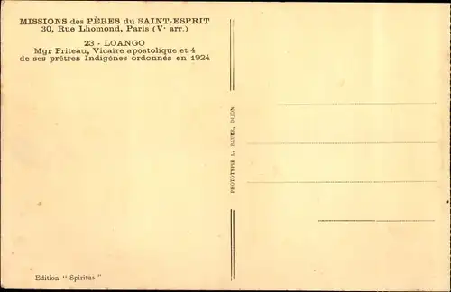 Ak Loango Französisch Kongo, Monseigneur Friteau et quatre prêtres indigènes