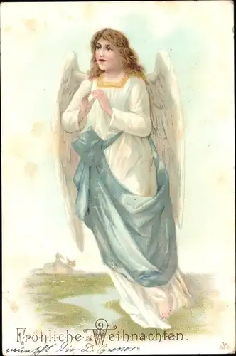 Litho Glückwunsch Weihnachten, Engel