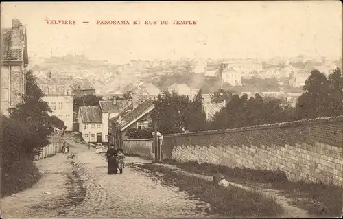 Ak Verviers Wallonien Lüttich, Panorama et rue du Temple