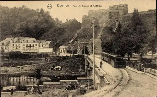 Ak Bouillon Wallonien Luxemburg, Pont de France et Château, chemin de fer