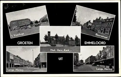 Ak Emmeloord Flevoland Niederlande, Ned. Herv. Kerk, Lange Nering, 't Voorhuys