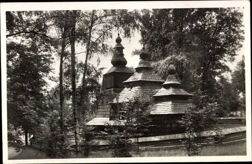 Ak Hradec Králové Königgrätz Stadt, Blick auf eine alte Kirche,Jiroskovy Sody