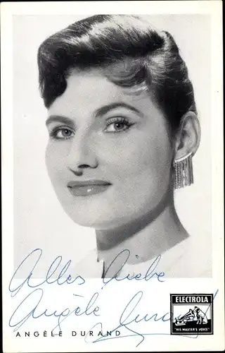 Ak Sängerin und Schauspielerin Angèle Durand, Portrait, Autogramm