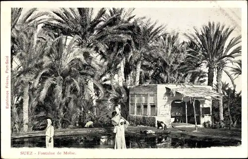 Ak Suez Ägypten, Fontaine de Moise