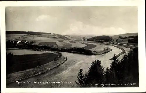 Ak Týn nad Vltavou Moldautein Südböhmen, Vtok Luznice do Vitavy